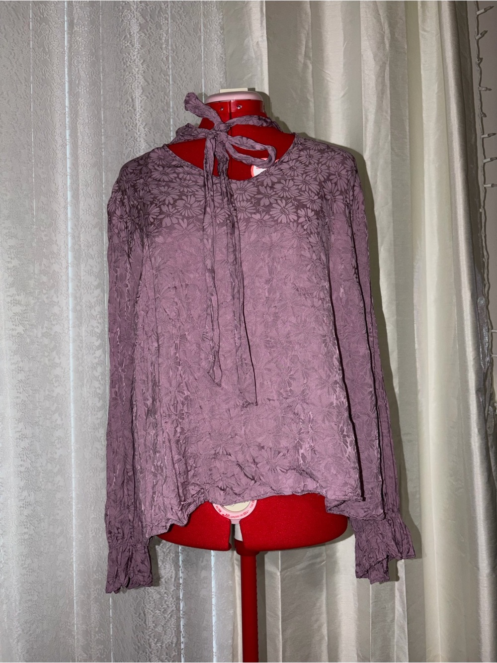 Women's purple  Floral Tie-Neck Blouse